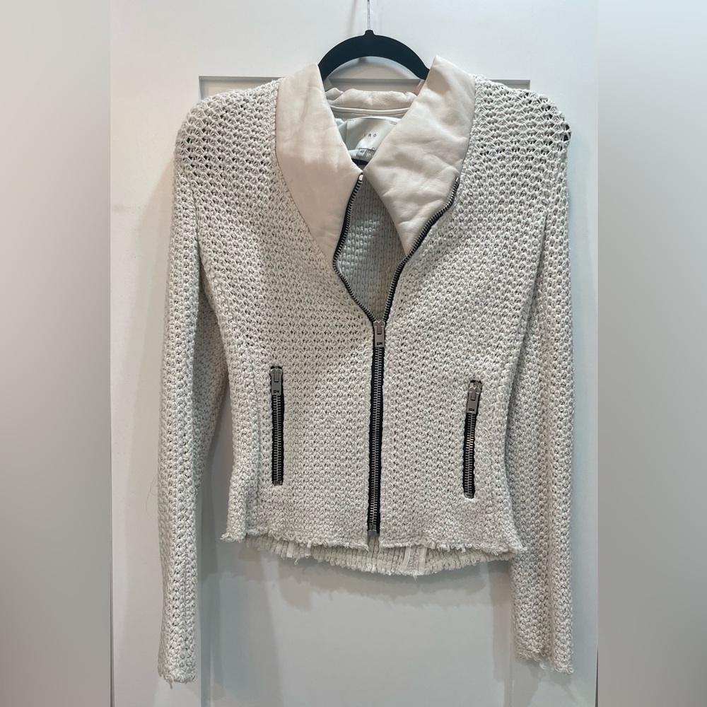 IRO knit jacket with leather collar